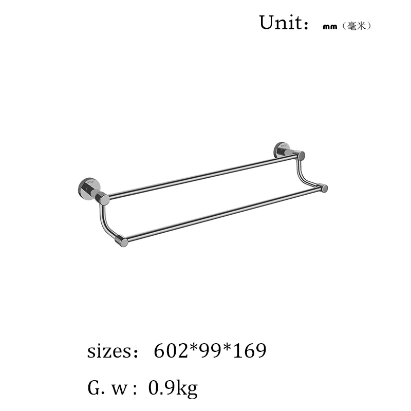 WNP SUS304 набор из нержавеющей стали для ванной комнаты, настенный хромированный полированный держатель для туалетной бумаги, держатель для полотенец, аксессуары для ванной комнаты - Цвет: Double Towel Rack