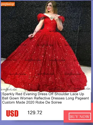 Red Mermaid Evening Dresses Off Shoulder Lace Up Sequin Women Reflective Dress Long Party Gown Custom Made 2020 Vestido De Festa sexy evening gowns