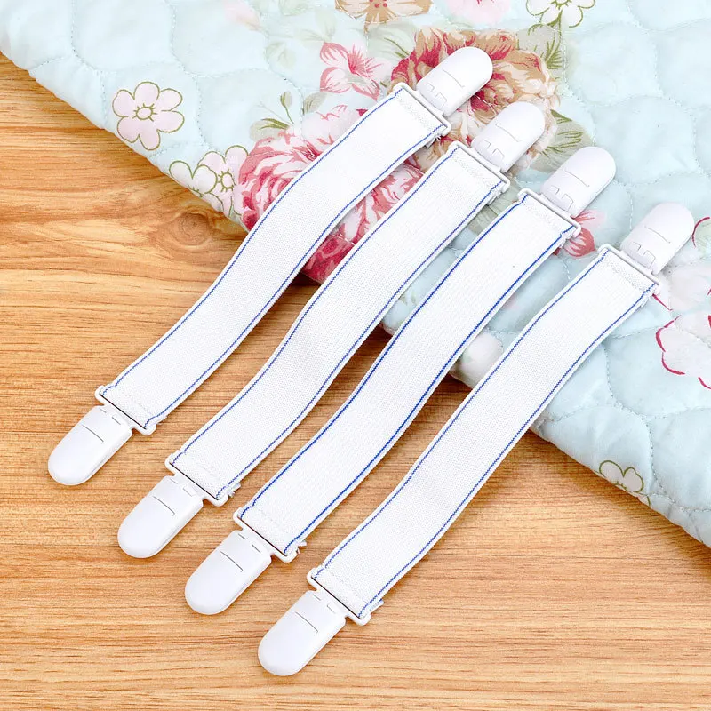 

New 4Pcs/set Wholesale Nylon Bed Sheet Mattress Cover Blankets Grippers Clip Holder Fasteners Elastic Set Home Accessories