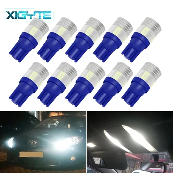 

10pcs High Quality T10 W5W 6 LED 194 501 5630 SMD Car interior light Dome Map Gap light wedge light DC 12V lens Car Accessories