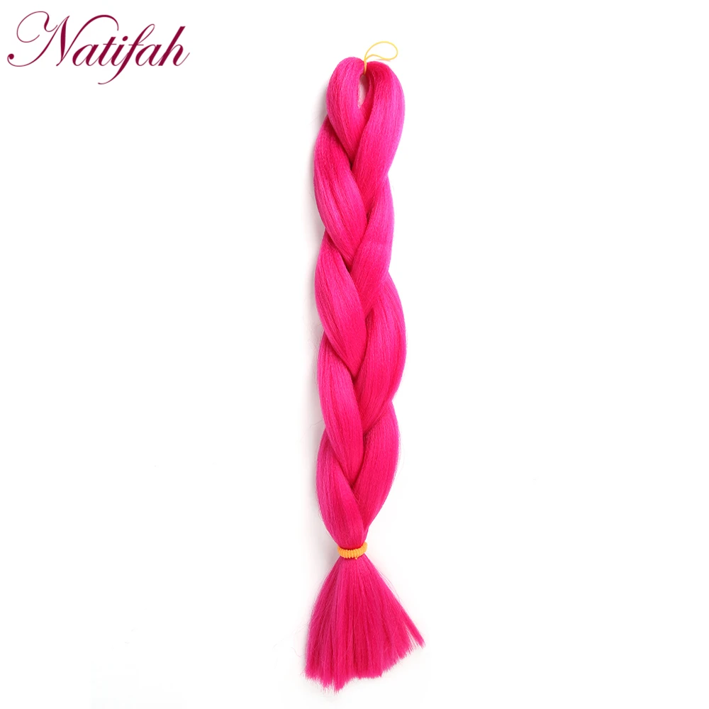 3Pink Natifah огромные синтетические волосы для наращивания 24 дюйма, вязанные крючком косички 100 г/шт - Цвет: 3Pink