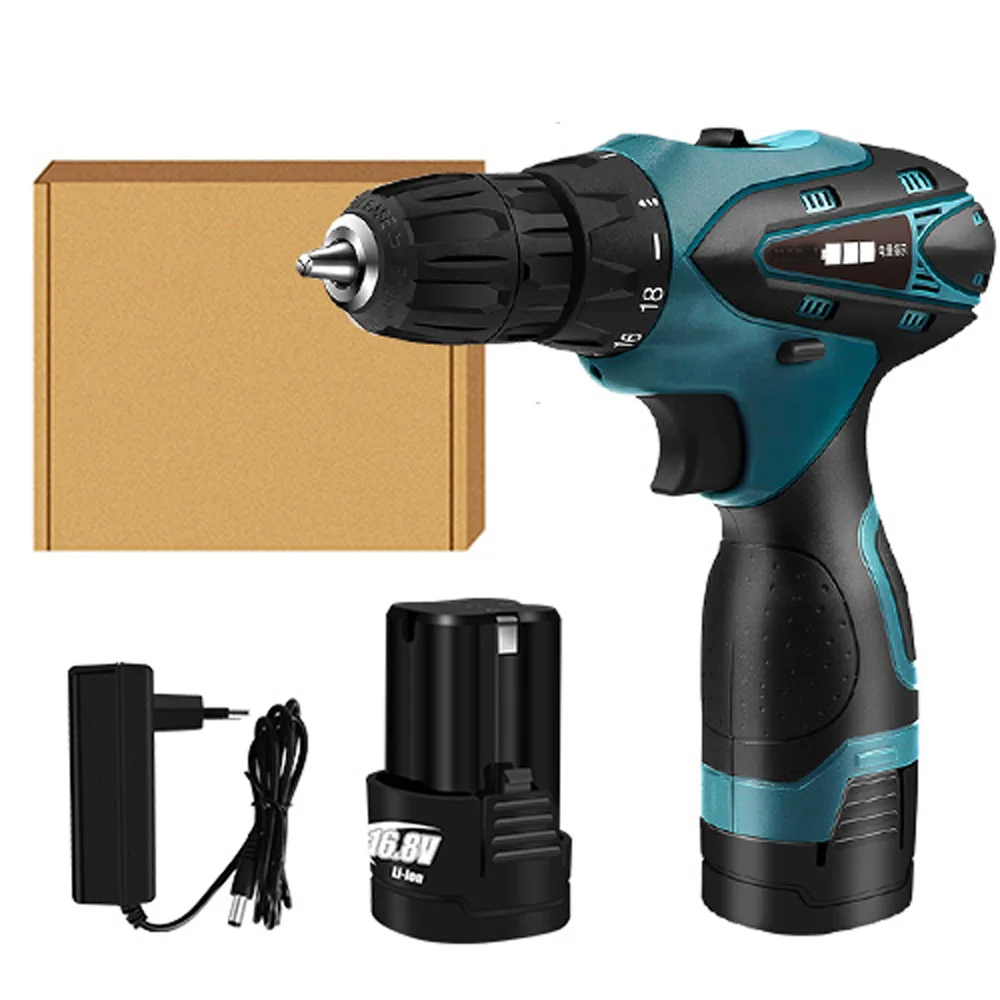

1*Electric Drill+1*Battery+1*Charger+1*Box 16.8V Cordless Hand Screwdriver Electric Drill Lithium Battery best selling