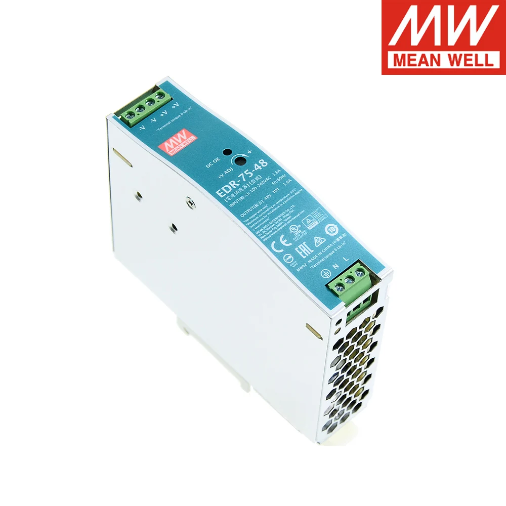 Mean Well EDR-75-12 EDR-75-24 220V AC TO DC 12V 24V 48V Single Output Switching power supply Meanwell Din Rail LED Driver | Обустройство