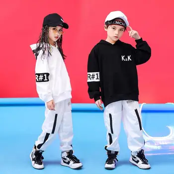 

Girls Boys Loose Oversize Hoodies Sweatshirt Tops Running Pants Hip Hop Clothing Kids Jazz Dance Costume 8 10 12 14 16 Years