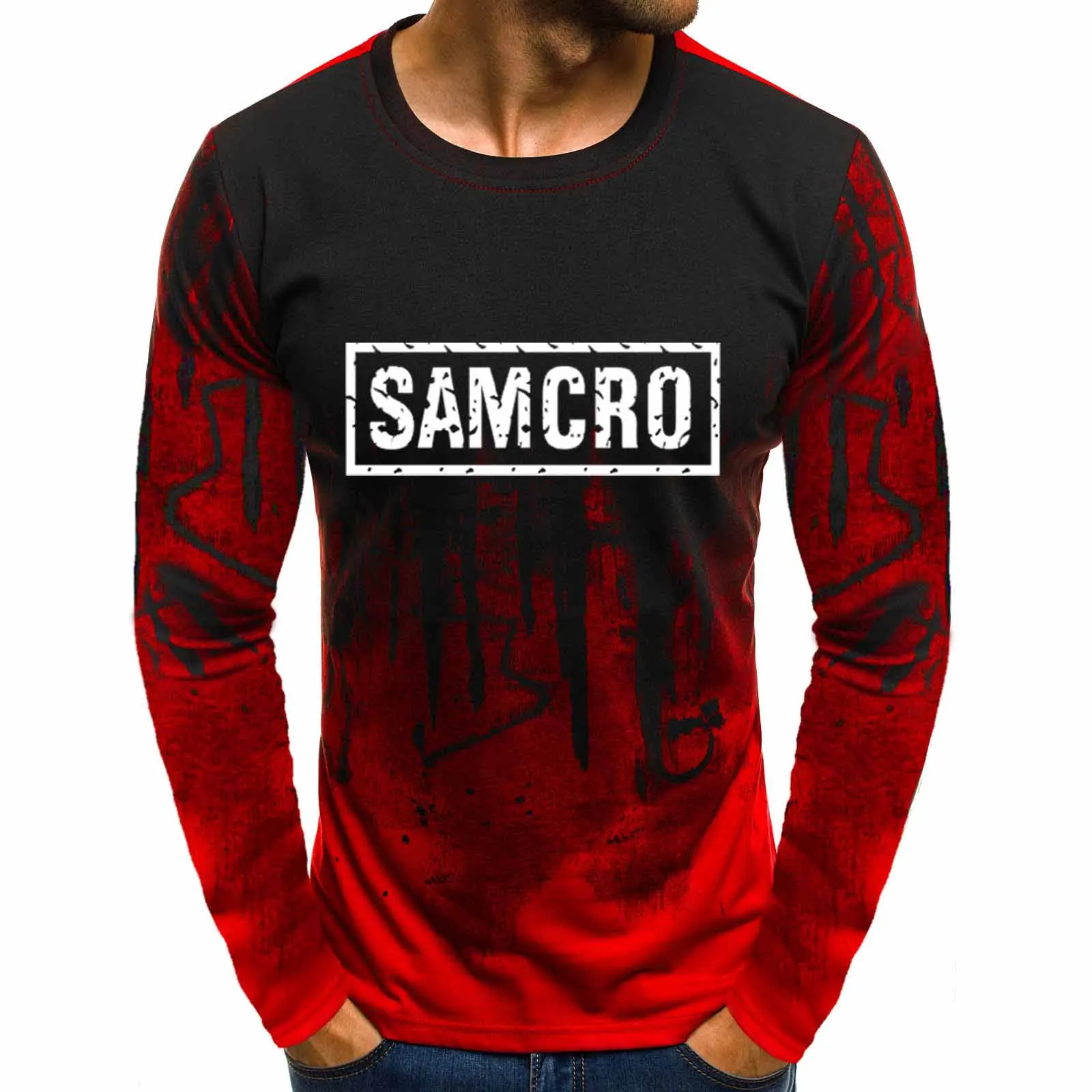 SOA Sons of anarchi/Детские мужские толстовки с капюшоном с круглым вырезом и градиентом; пуловер для мужчин; Повседневный свитер; пуловер в стиле хип-хоп; теплая толстовка