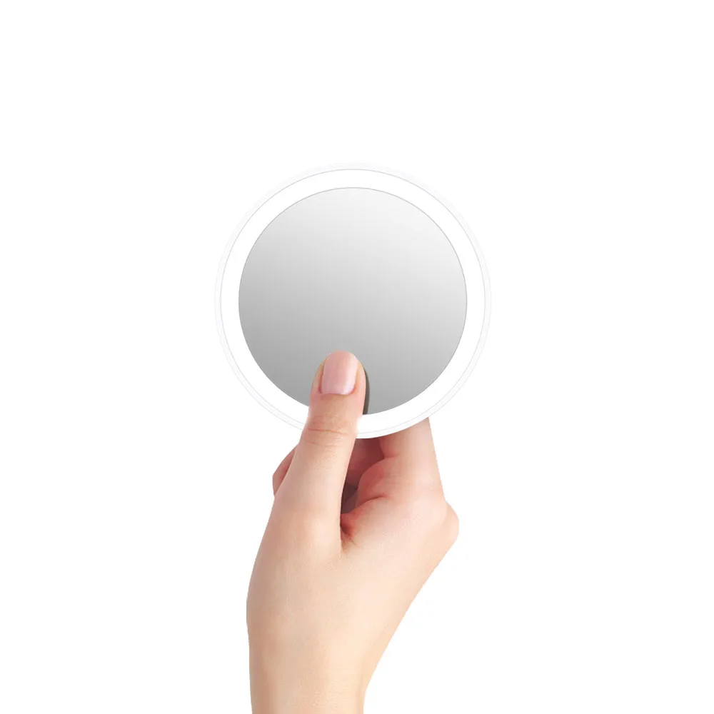 

Portable Mini Hand Held Makeup Mirror USB Rechargeable Light LED Makeup Mirror Cosmetic Beauty Tools Travel For Women White