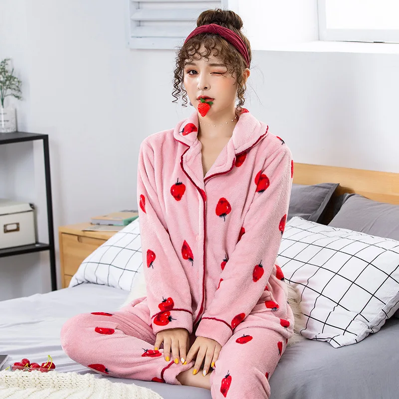 pink pajamas Осень на зиму, теплые, фланелевые плотная Пижама с капюшоном из кораллового флиса Для женщин пижамные комплекты пара Пижама Для мужчин, одежда для сна, 3XL домашняя одежда - Цвет: pink pajamas