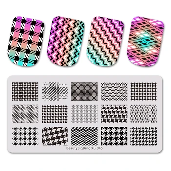 

BEAUTYBIGBANG Stamping Plate Autumn&Winter Sweater Pattern Rectangle Template Checked Design Nail Plate Image Plate Art XL-045