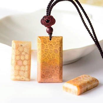 

Natural Indonesian rough coral jade safe and sound brand pendant men and women necklace maple leaf chrysanthemum stone pendant