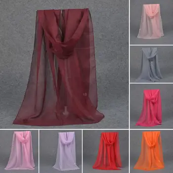 

Women Pure Color Long Chiffon Shawl Sun Block Fashion Summer Scarf Wrap Stole