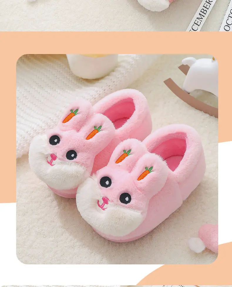 Kids Cotton Slides Autumn Winter Indoor Non-slip Cute Rabbit Non-slip Kids Shoes Home Slippers Fashion Baby Boys Girls Slippers bata children's sandals