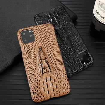 

Ikrsses For Apple iPhone 11 Pro Max 3D High-quality leather Crocodile head pattern Phoe Case For iPhone XR Xs Max dermis Cover