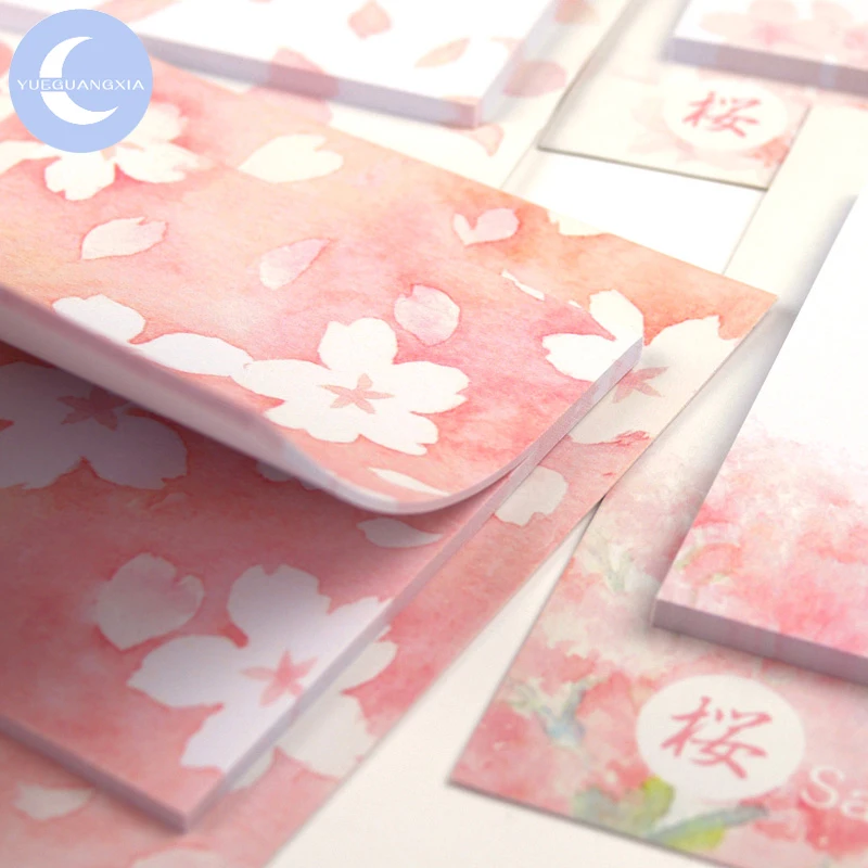 Mr Paper 30pcs/lot Japanese Cherry Blossom Memo Pads Self-adhesive Notes Spring Sakura Falling Flowers Cute Memo Pads 8 Designs