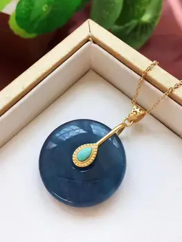 

Top Quality Natural Deep Blue Ice Aquamarine Pendant Women Love Donut 26x8mm Gemstone Clear Stone Fashion Necklace Pendant AAAAA