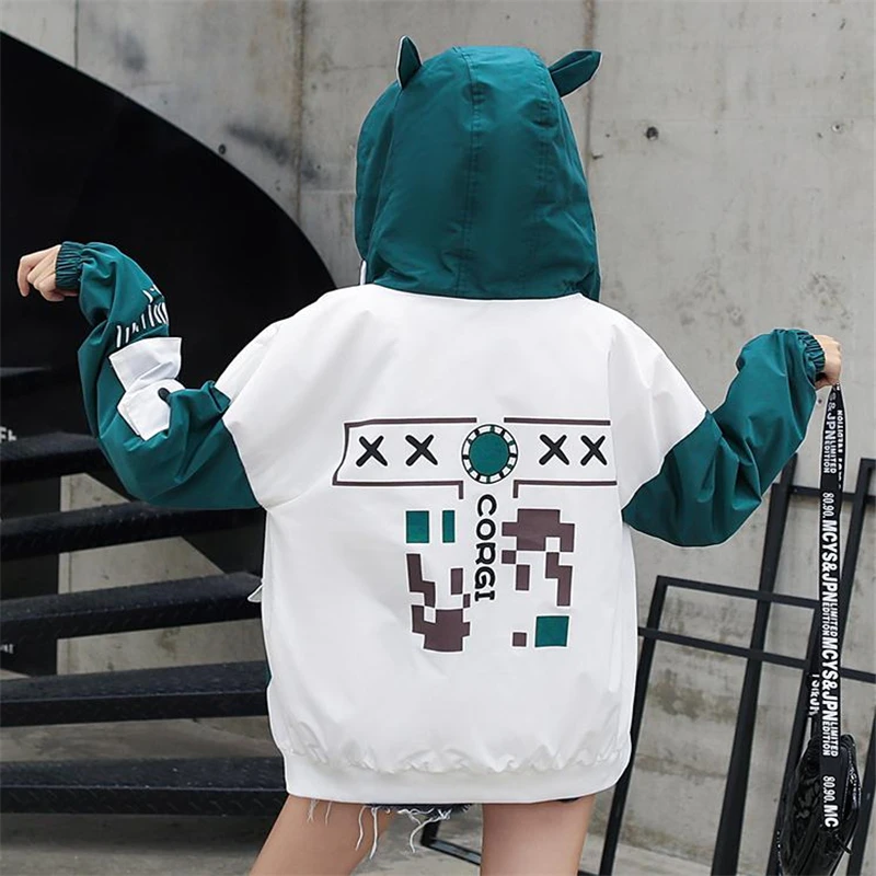 Merry Pretty Женская Базовая куртка с мультяшным принтом Harajuku зимняя верхняя одежда с длинным рукавом и карманами с капюшоном на молнии