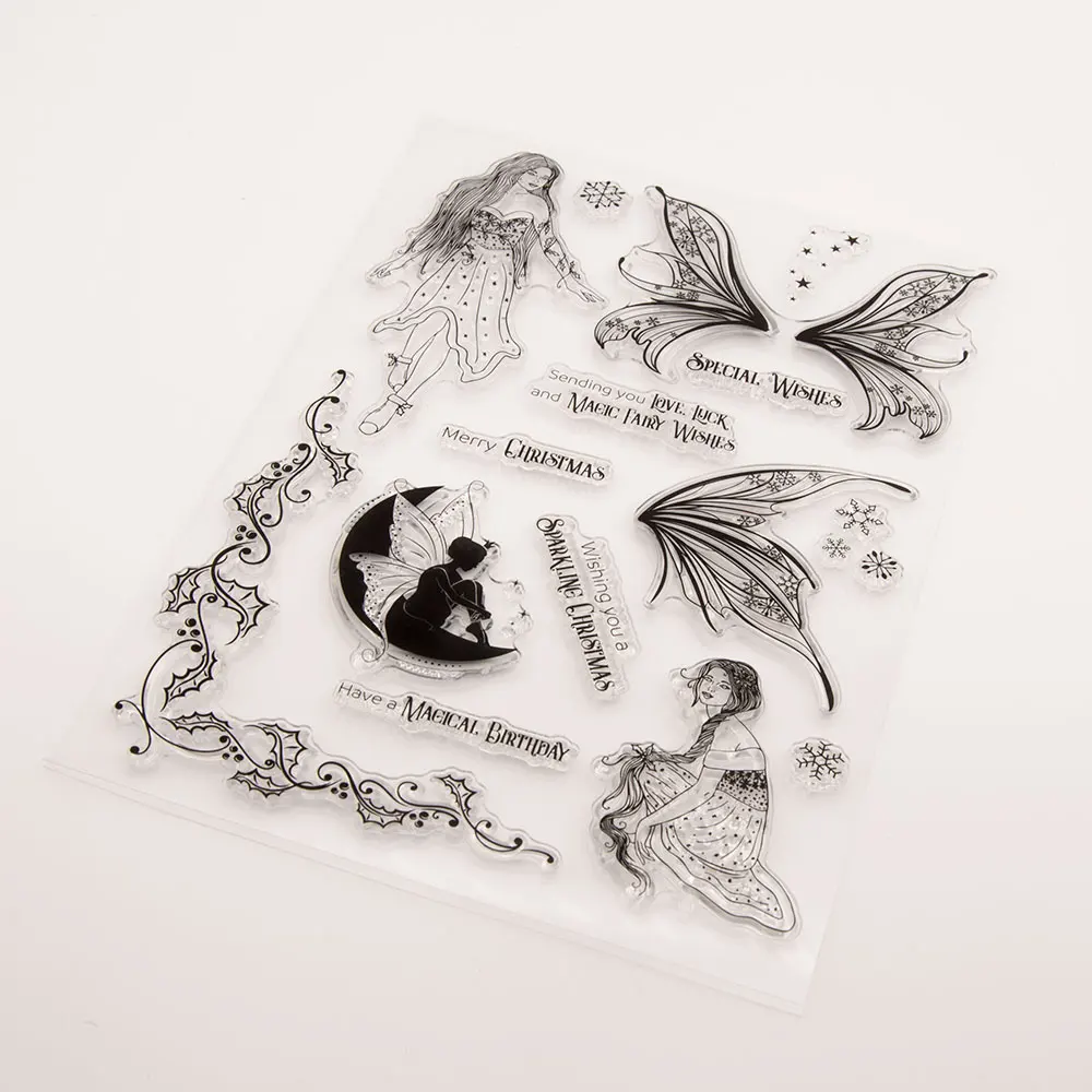 Fairy Beautiful Wings Clear Rubber Stamps DIY Scrapbooking Card Transparent Silicone Stamp Making Photo Album Crafts Decor clear stamps clear rubber stamps
