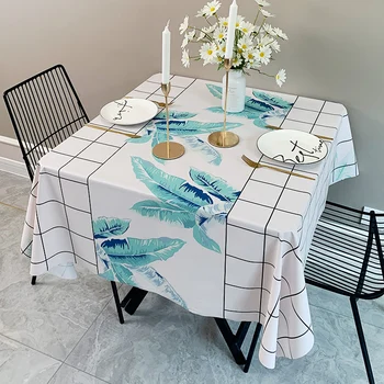 

Green leaves Tablecloth Living Room Dining Table Decorative Tablecloth Waterproof Oil Resistant Tablecloth