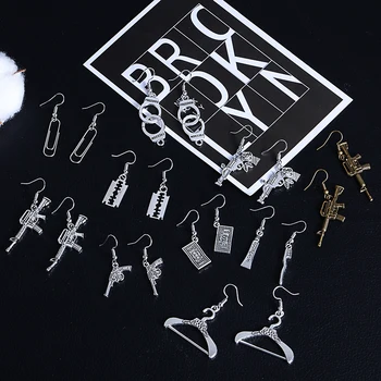 

Earrings 2020 Punk Handcuffs Blade Gun Drop Earrings Hoop Earrings Women Simple Fashion Long Earrings For Women Jewelry