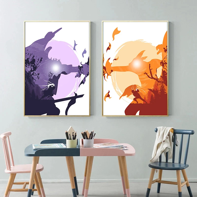 Classic Japanese Anime Canvas Painting Minimalist Manga Comic Wall Art