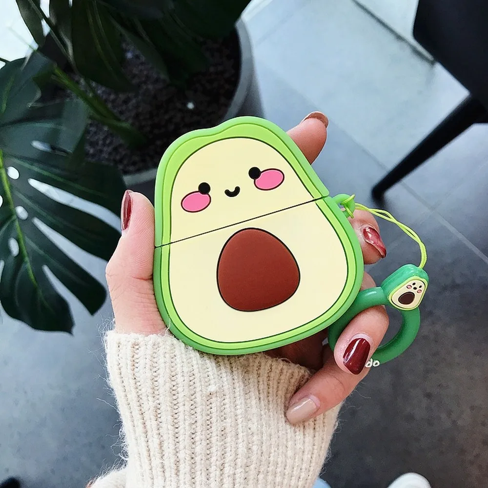 

Wireless Bluetooth Headset Cover for Huawei Freebuds 3 Case Cute Cartoon Avocado Silicone Earphone Protect Case with Finger Ring