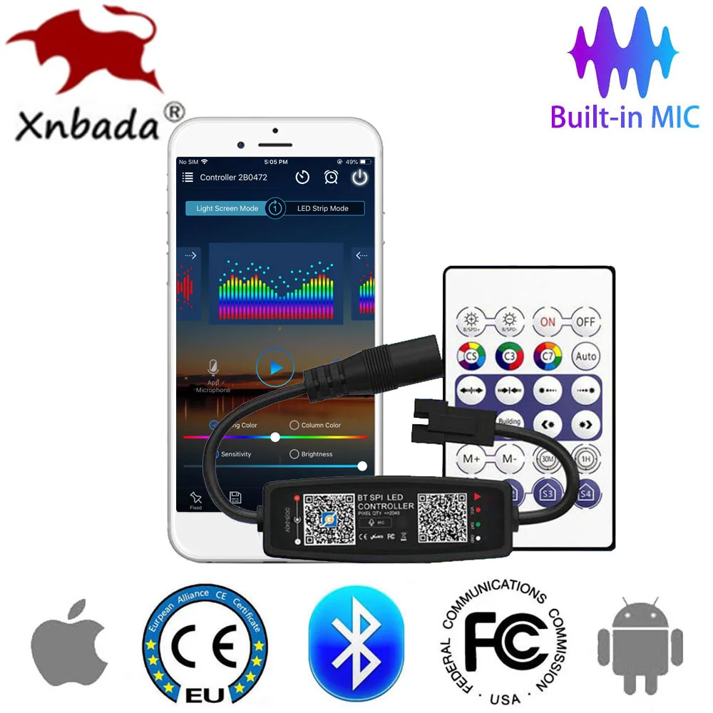 Светодиодный контроллер WS2811 WS2812B Bluetooth-музыка с микрофоном для пиксельных