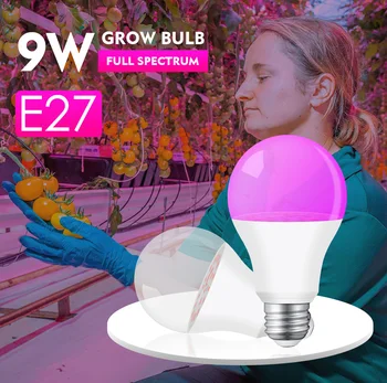 

E27 9 W LED Grow Light Bulb Full Spectrum Growing Light Bulb for Indoor Planting, IP65 Waterproof 85-265 V Lamp Plant dropship