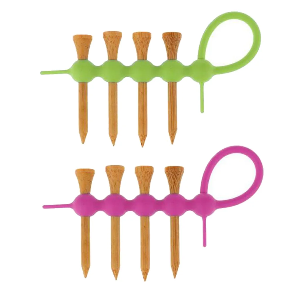 2 Pieces Portable Mini Golf Tee Holder Carrier & 8 Pieces 55mm Wood Golf Tees Set Golf Accessories