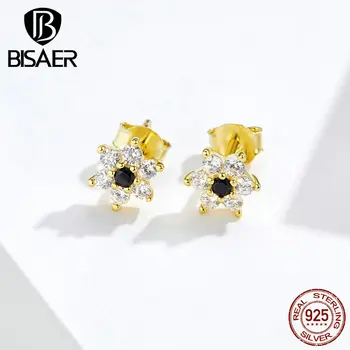 

Stud Earrings BISAER Luxury 925 Sterling Silver Snowflakes Flower Stud Earrings for Women Wedding Engagement Jewelry ECE708