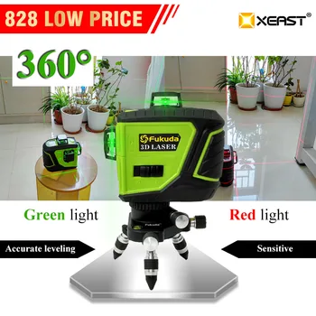

2020 Fukuda laser level 360 12 lines 3D green beam laser leveler Self-Leveling Horizontal Vertical Cross laser line MW-93T new