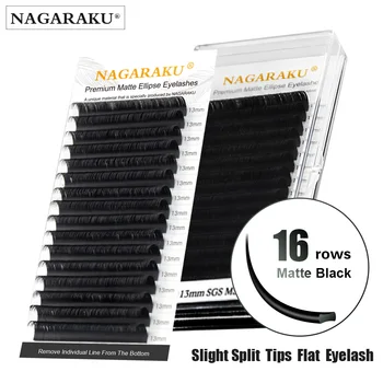 

16 rows Flat Ellipse Eyelashes Extensions Matte Black Split Tips False eyelashes natural light NAGARAKU Line Make up tools