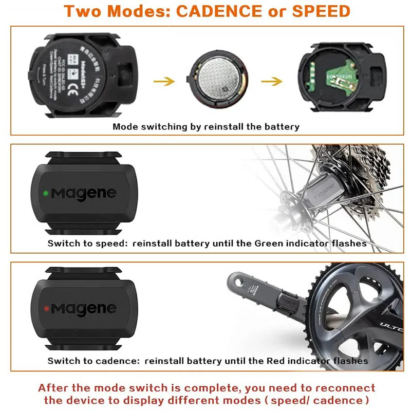 Magene S3+ Bicycle Speed/Cadence Sensor ANT+Bluetooth Wireless Speedometer Bike Dual Mode Sensor