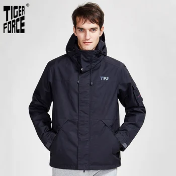 

TIGER FORCE 2020 new arriva spring autumn sport jacket with hood casual men jackets and coat a zipper warm Men's Parka 50612