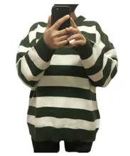 

NEW Contrast Stripe Knitted Sweater Autumn Winter 6 Color Men And Women's Pullover Black Red Striped Oversized Sweater Hot Sale