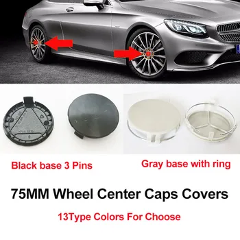 

Car Styling 75mm Wheel Hub Caps Covers ABS gray base/Black base 3 Pins Auto Accesoory Emblem Wheel Center Cap Badge Label