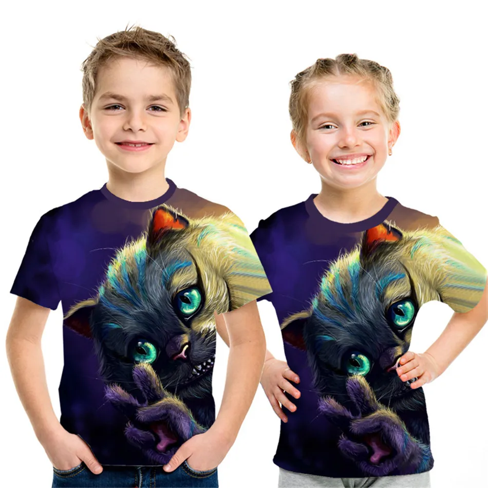 Детская футболка с 3D принтом «космическая Галактика» в стиле Харадзюку футболка с изображением животных, кошек, Луны, звезд, рыбок, земли и солнца Симпатичные майки для детей От 4 до 12 лет - Цвет: picture show NT-1208