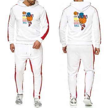 

Summer 2020 Men's Hip Hop Fashion Basketball Summer Autumn Hooded Men's Round Neck Hat Casual Sports Hooded Pants Set