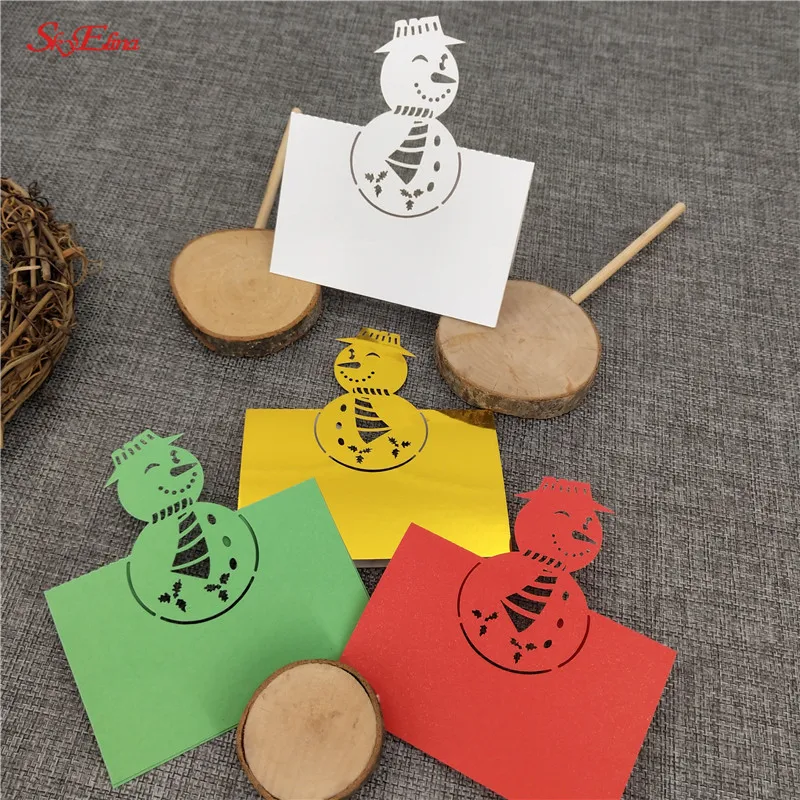 10 шт. Снеговик лазерная резка Детский День Рождения Вечеринка табличка с именем