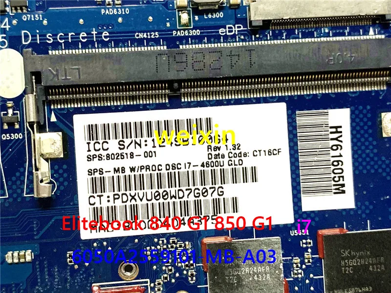 918335-001 918335-601 For HP ZBook 15u G3 840 G3 Laptop Motherboard w/ Intel i7-6500U processor 6050A2892401-MB-A01