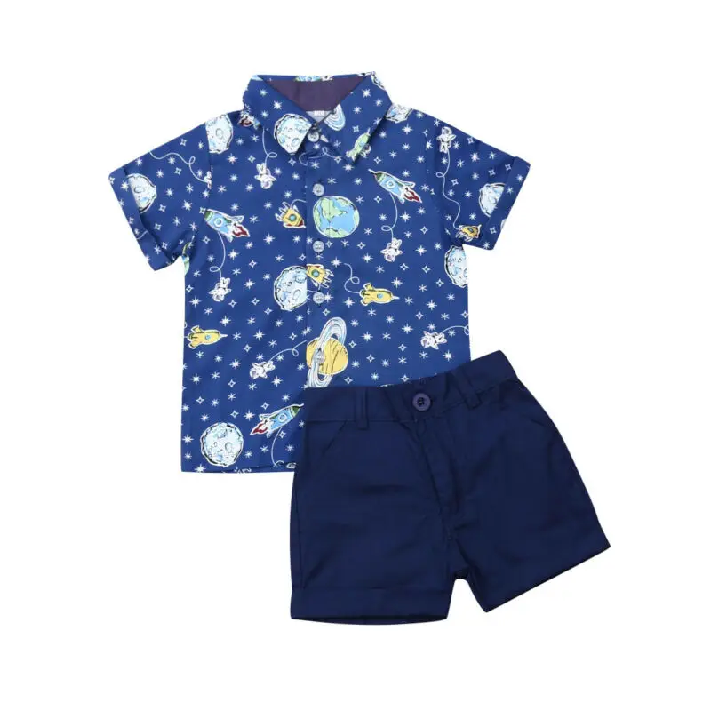 Toddler Kid Child Baby Boy Summer Cotton Short Sleeve Cartoon Shirt Shorts 2Pcs Clothes Sets Costume Clothing Outfits 1-5Y |