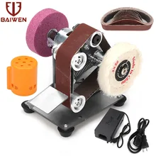 

110-240V Mini Electric Belt Sander DIY Polishing Grinding Machine Cutter Edges Sharpener Desktop Cutter Edges Power Tool
