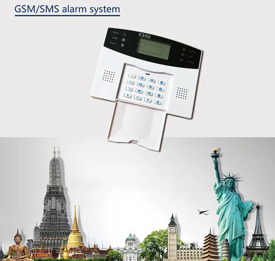 Беспроводная GSM домашняя охранная сигнализация с управлением через приложение голосовые подсказки SMS автоматический набор PIR детектор движения пожарная дымовая сигнализация