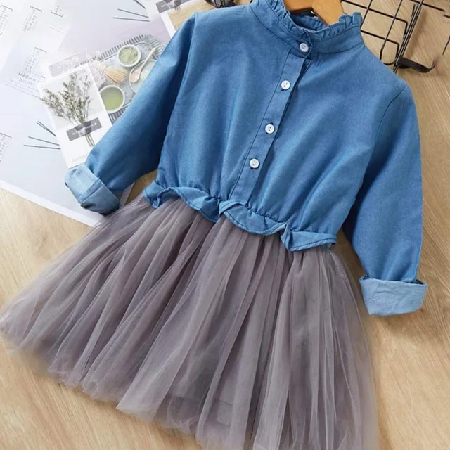 Платье для маленьких девочек г. Осеннее Полосатое платье принцессы с бантом и длинными рукавами для девочек, детское платье весенние платья, 2 От 5 до 6 лет - Цвет: az1531   blue