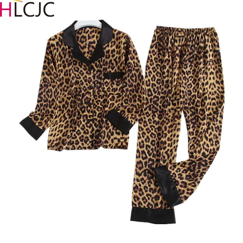 Женская ночная рубашка высококлассная леопардовая Пижама комплект для сна с