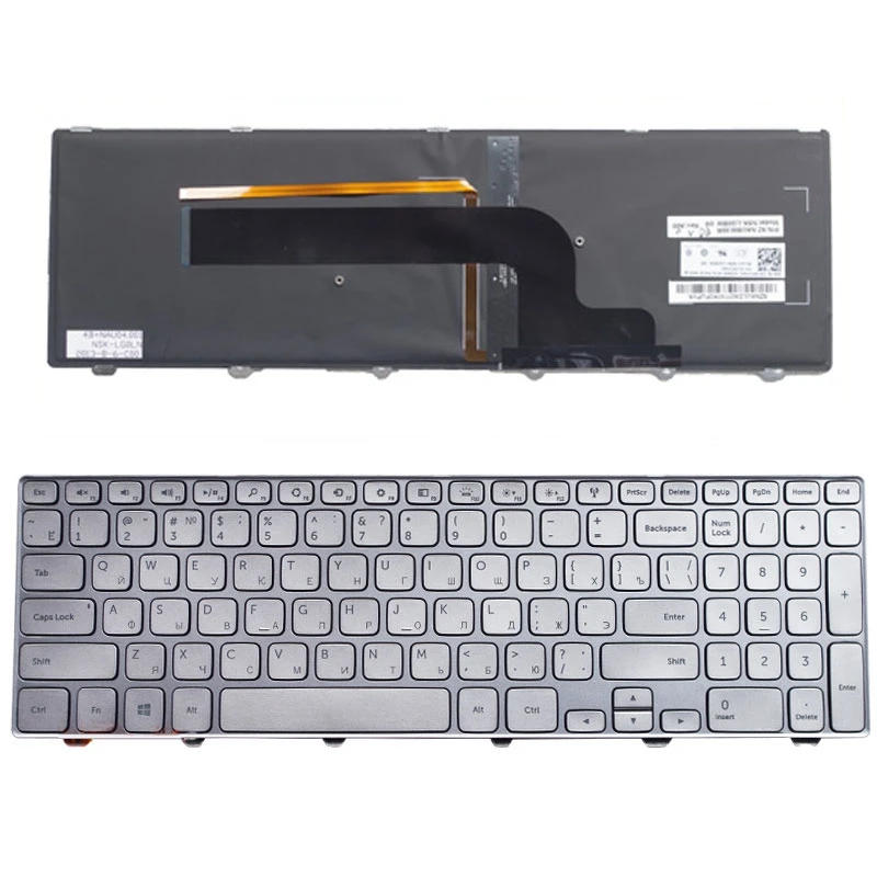 

New RU laptop Keyboard for Dell Inspiron 15 7537 7000 P36F 15-7000 Series with backlight silver