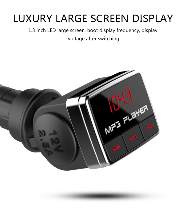 New Car Kit Handsfree Car Bluetooth FM Transmitter MP3 Player USB Charger 2.1A Hands Free TF Card for Car Accessories
