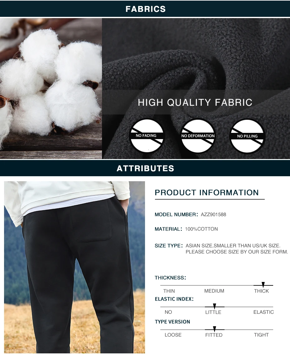 Pioneer Camp New Winter Men Pants Warm Fleece Cotton Causal Joggers Letter Embroidery Solid Joggers For Men AZZ901588