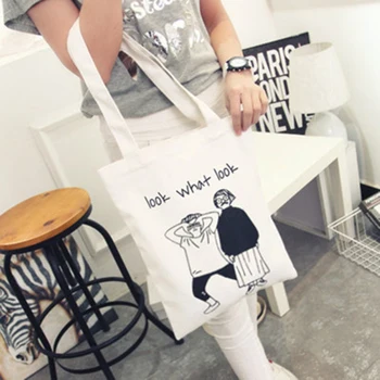 

White And Black personality Foldable Eco Reusable Shopping Bags Reusable Tote Pouch Recycle Storage Handbags Lovers Shopping Bag