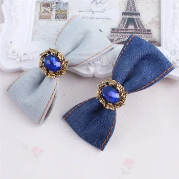 

1pc ins Fashion Luxury Rhinestone Bowknot Hairpins Solid Denim Bow Hair Clips Princess Headwear Boutique Hair Accessories