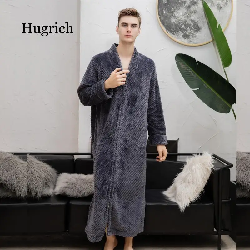 Women Autumn Winter New Zipper Shellfish Velvet Bathrobe Plus Increase Nightgown Men Thickening Pajamas Flannel Home Service