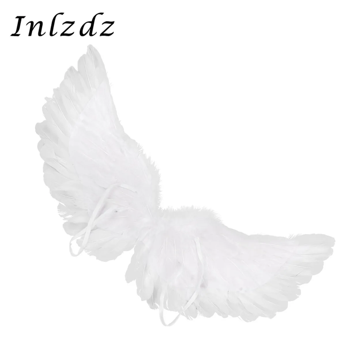 Fashion White Feather Angel Wings for Kids Girls Dance Party Cosplay Costume Stage Show Masquerade Carnival Holiday Fancy Dress